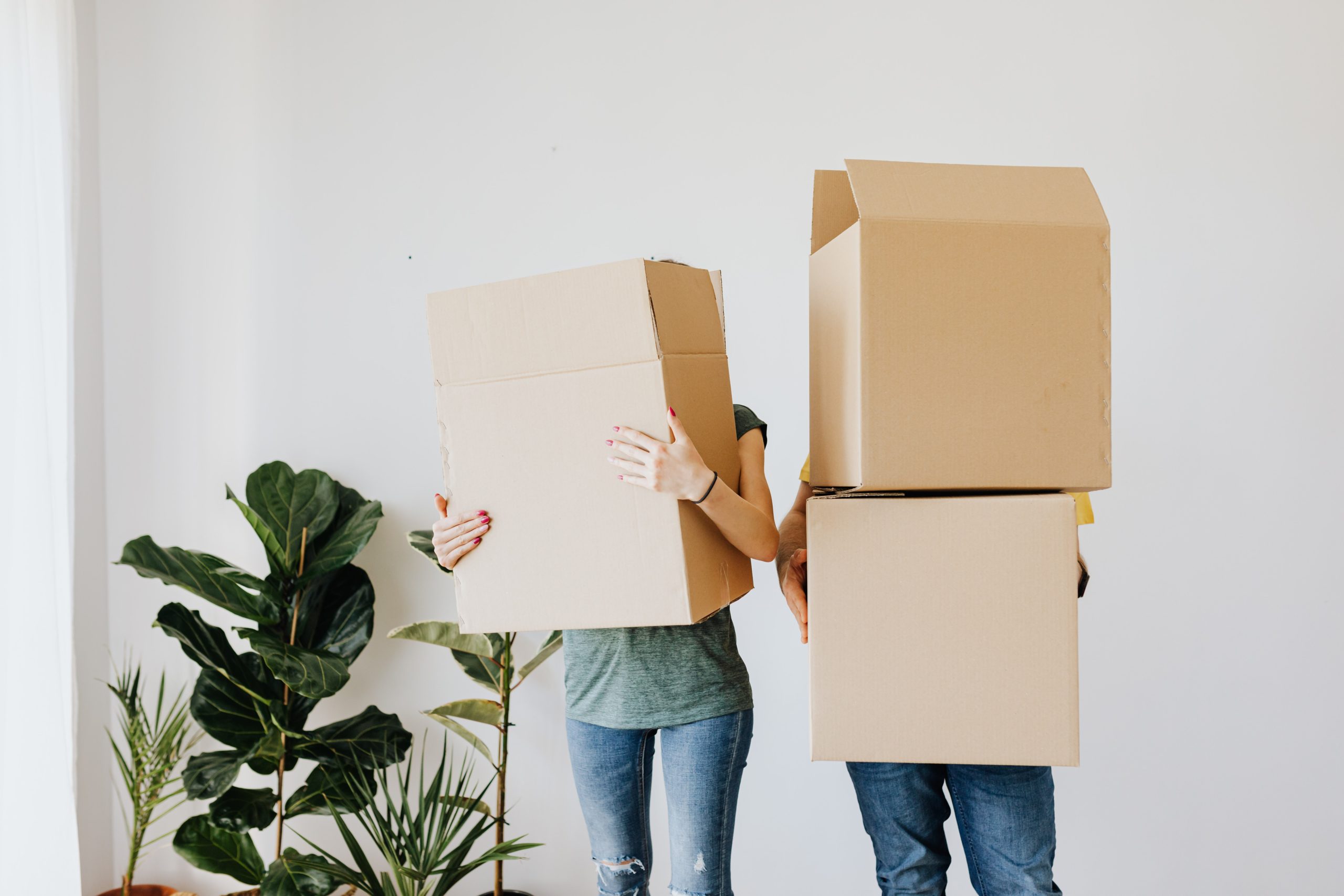 two people with Moving boxes